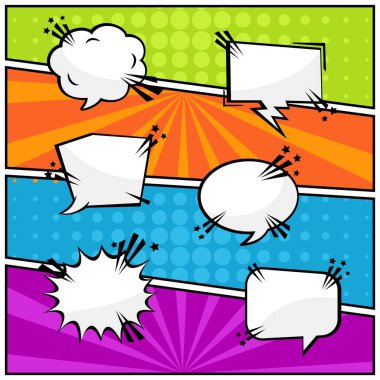 Çizgi roman lekesi baloncukları boş metin