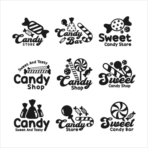 Candy Shop Sweet Tasty Logos — Stock Vector