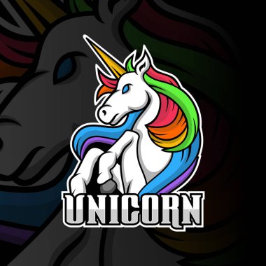 Tek boynuzlu at Esport logo oyun şablonu