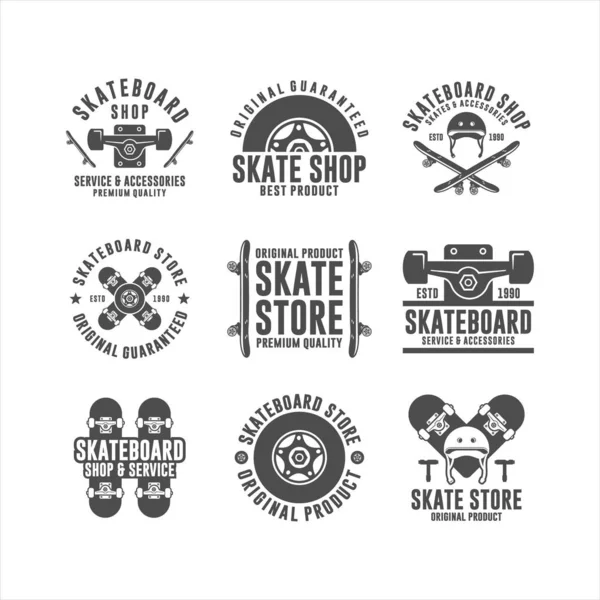 Colección Logotipo Diseño Tienda Skate — Vector de stock