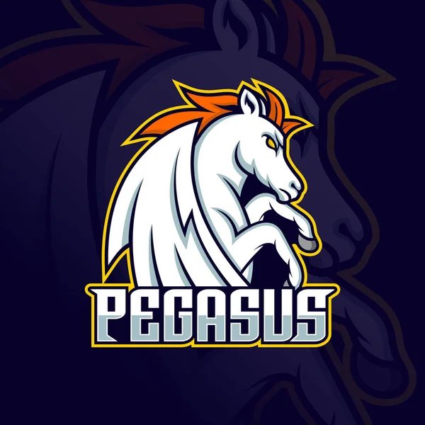 Pegasus Mascot Esport Logo Juego — Archivo Imágenes Vectoriales