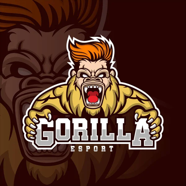 Gorila Mascota Esport Logo — Archivo Imágenes Vectoriales