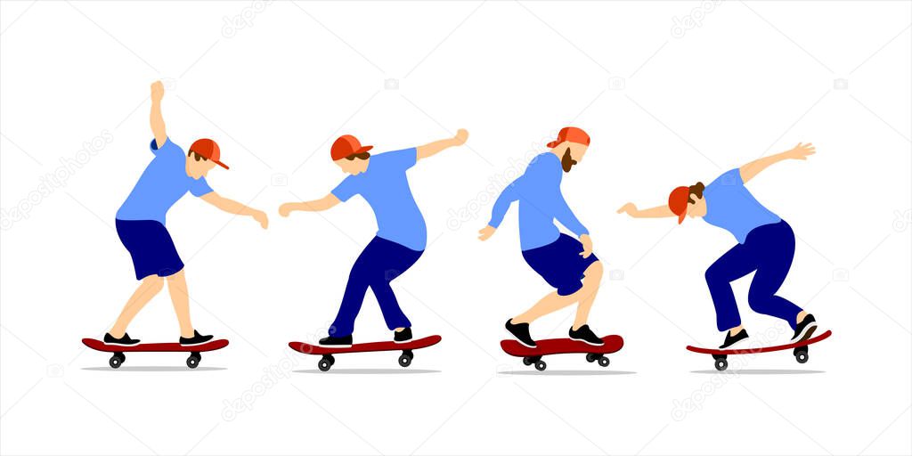 Skateboarder Illustration Vector Design Set