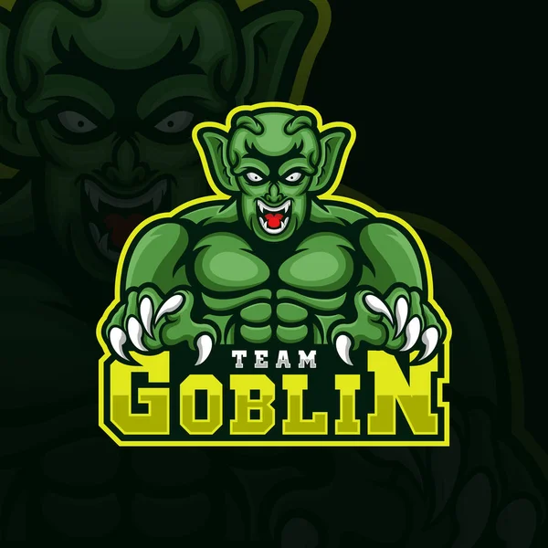 Goblin Team Esport Logo Gioco — Vettoriale Stock