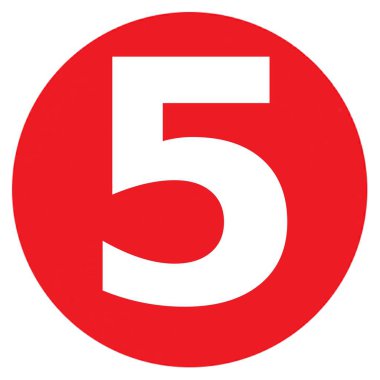 5 Numaralı Büyük Kırmızı Nokta Harfleri ve Sayıları