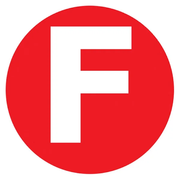 Az F betű nagy piros pont betűk és számok — Stock Fotó