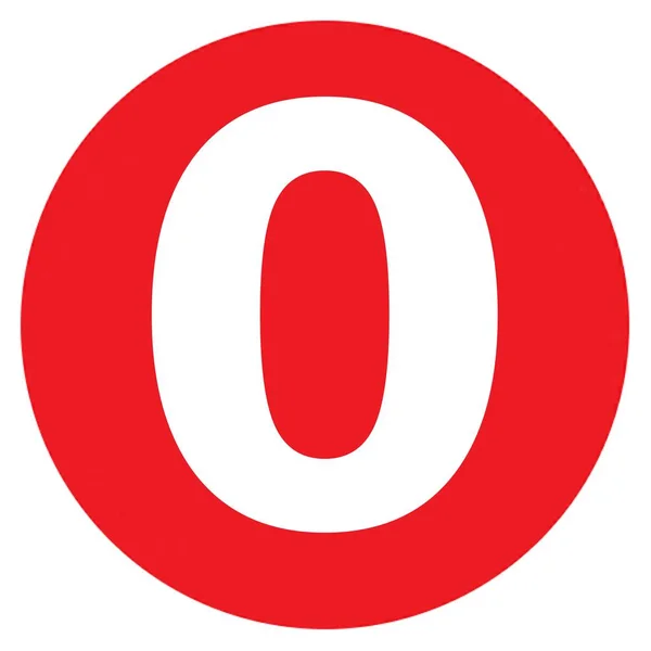 A szám 0 Big Red Dot betűk és számok — Stock Fotó