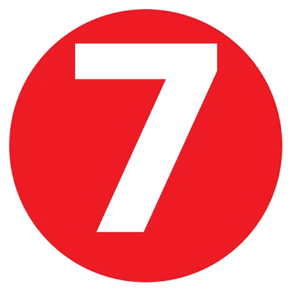 Το νούμερο 7 μεγάλα γράμματα και αριθμοί κόκκινων κουκίδων — Φωτογραφία Αρχείου