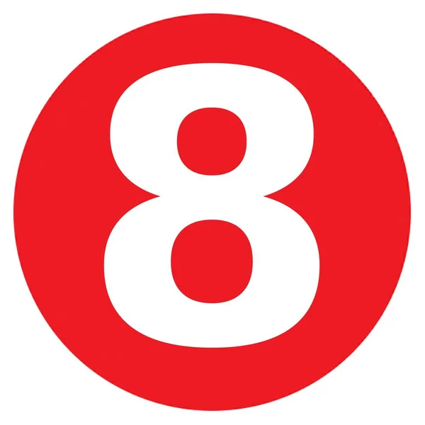 Το νούμερο 8 μεγάλα κόκκινα γράμματα κουκκίδων και αριθμοί — Φωτογραφία Αρχείου