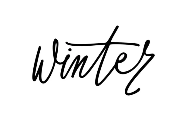 Zima - słowo pisane ręcznie, liternictwo kaligraficzne — Wektor stockowy