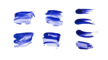 Geniş ve dar fırça darbeleri, mavi tırnak cilası, tasarım için izole element