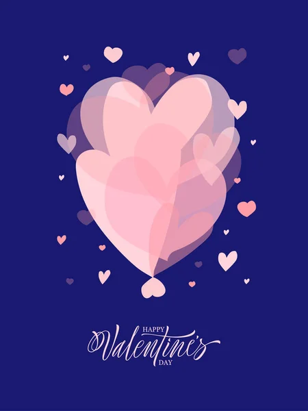 心を持つ美しいバレンタインの日カード — ストックベクタ