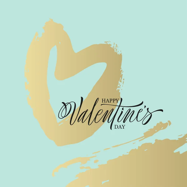 Ręcznie malowane serce grunge z napisem Happy Valentines Day — Wektor stockowy