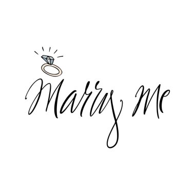 Evlen benimle - Kart için modern fırça kaligrafisi, poster