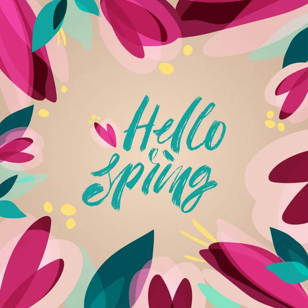 Hello spring - modern handwriting brush lettering. — Stock Photo, Image