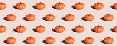 Pastel pürüzsüz arka plan, sert ışıklı balkabağı