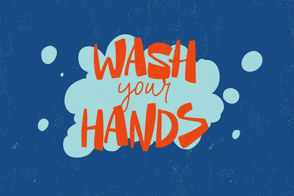 Tvätta händerna text — Stock vektor