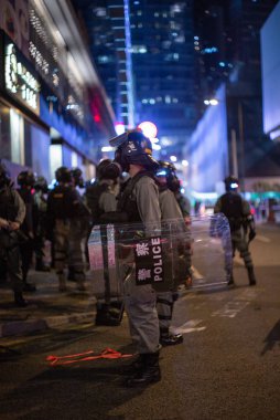 Hong Kong, Hong Kong - 31 Ekim 2019: Cadılar Bayramı gecesi Central Hong Kong 'da ayaklanma ve protesto