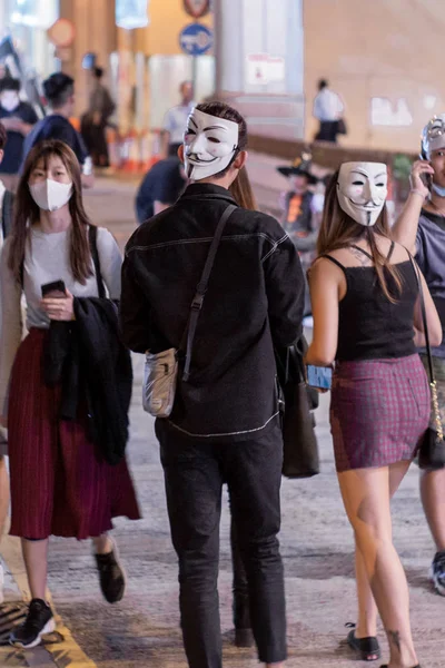 Hong Kong, Hong Kong - 31 Ekim 2019: Cadılar Bayramı gecesi Central Hong Kong 'da ayaklanma ve protesto