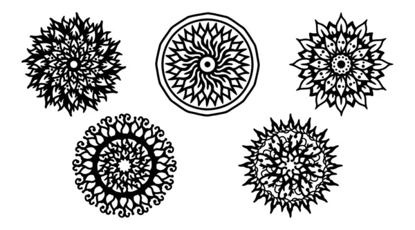 曼达拉线艺术。 集合模式mandala集合-向量 — 图库矢量图片