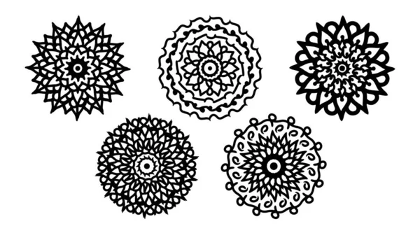 Ornamento de Mandala étnica. Conjunto de bandeiras étnicas ornamentais coloridas. Modelos com mandalas tribais doodle. Ilustração vetorial para parabéns ou convite . —  Vetores de Stock