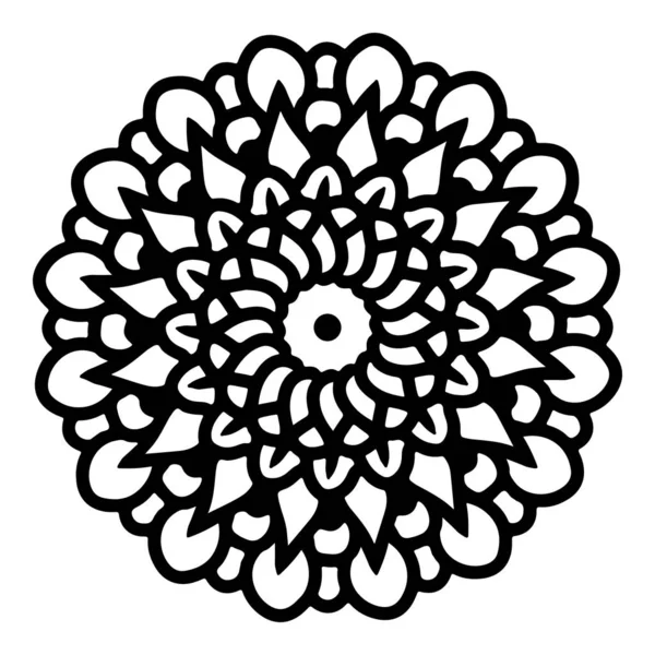 Mandala linha arte preto e branco. Padrão florescer mandala. Plano de fundo do modelo . — Vetor de Stock