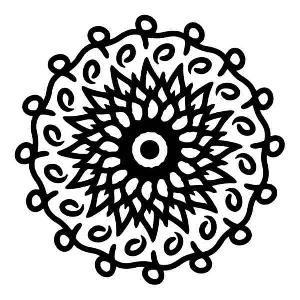 Mandala línea de arte en blanco y negro. Patrón florecer mandala. Fondo de diseño de plantilla . — Archivo Imágenes Vectoriales