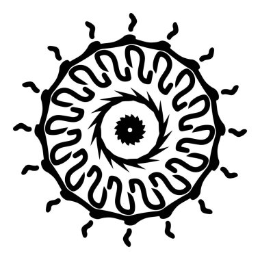 Mandala yuvarlak desenli vintage. Karalama kabilesinin logosu. Kına içeride.