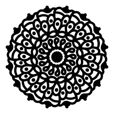 Mandala yuvarlak desenli vintage. Karalama kabilesinin logosu. Kına içeride.