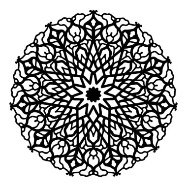 Mandala yuvarlak desenli vintage. Karalama kabilesinin logosu. Kına içeride.