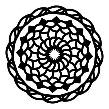 Mandala yuvarlak desenli vintage. Karalama kabilesinin logosu. Kına içeride.