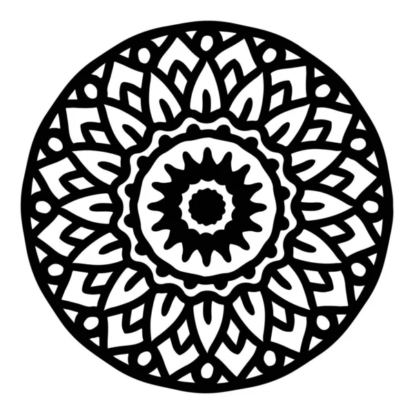 Мандала круглой картины винтажные. логотип с каракулями племени. hena in — стоковый вектор