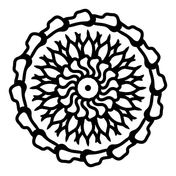 Mandala rundes Muster vintage. Logo mit Doodle-Tribal. Henna in — Stockvektor