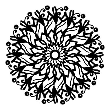 Mandala yuvarlak desenli vintage. Karalama mandala 'lı logo. Kabile 