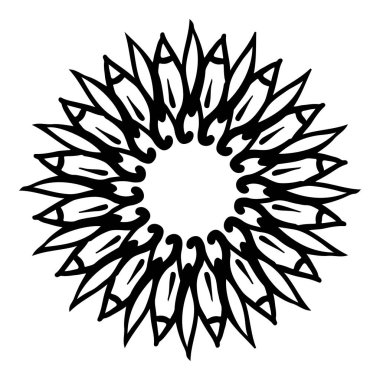 Mandala yuvarlak desenli vintage. Karalama mandala 'lı logo. Kabile 