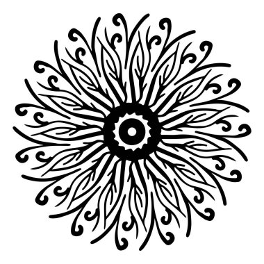 Mandala yuvarlak desenli vintage. Karalama mandala 'lı logo. Kabile 