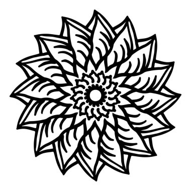 Mandala yuvarlak desenli vintage. Karalama mandala 'lı logo. Kabile 