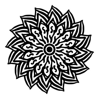 Mandala yuvarlak desenli vintage. Karalama mandala 'lı logo. Kabile 