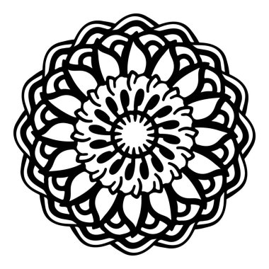 Mandala yuvarlak desenli vintage. Karalama mandala 'lı logo. Kabile 