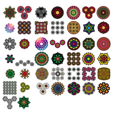 Mandala yuvarlak desenli vintage. Kabile kına Hintli ve Arap aksanı