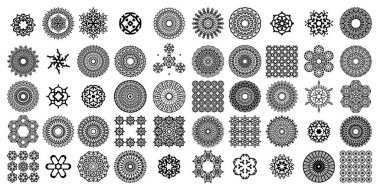 Mandala yuvarlak desenli vintage. Kabile kına Hintli ve Arap aksanı