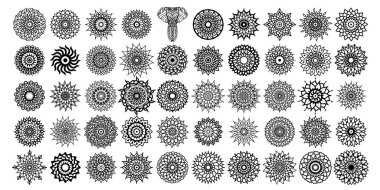 Mandala yuvarlak desenli vintage. Kabile kına Hintli ve Arap aksanı