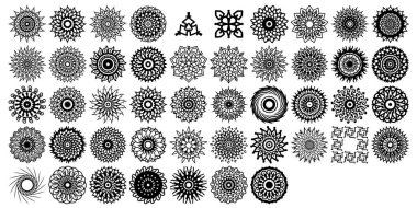 Mandala yuvarlak desenli vintage. Kabile kına Hintli ve Arap aksanı