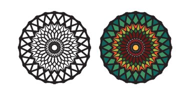 Mandala yuvarlak desenli vintage. Kabile kına Hintli ve Arap aksanı