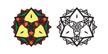 Mandala yuvarlak desenli vintage. Kabile kına Hintli ve Arap aksanı