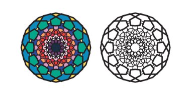 Mandala yuvarlak desenli vintage. Kabile kına Hintli ve Arap aksanı