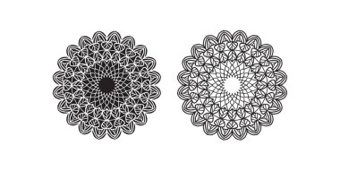 Mandala yuvarlak desenli vintage. Kabile kına Hintli ve Arap aksanı