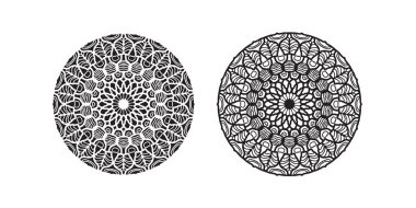 Mandala yuvarlak desenli vintage. Kabile kına Hintli ve Arap aksanı