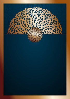 A4 mandala arkaplanını altın arabesk desenli Arap islami doğu tarzıyla kaplar