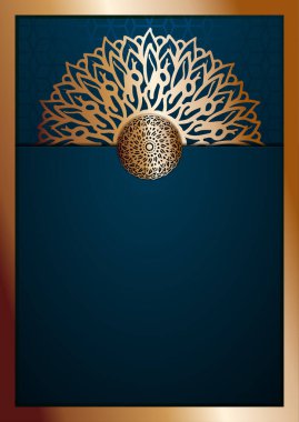 A4 mandala arkaplanını altın arabesk desenli Arap islami doğu tarzıyla kaplar